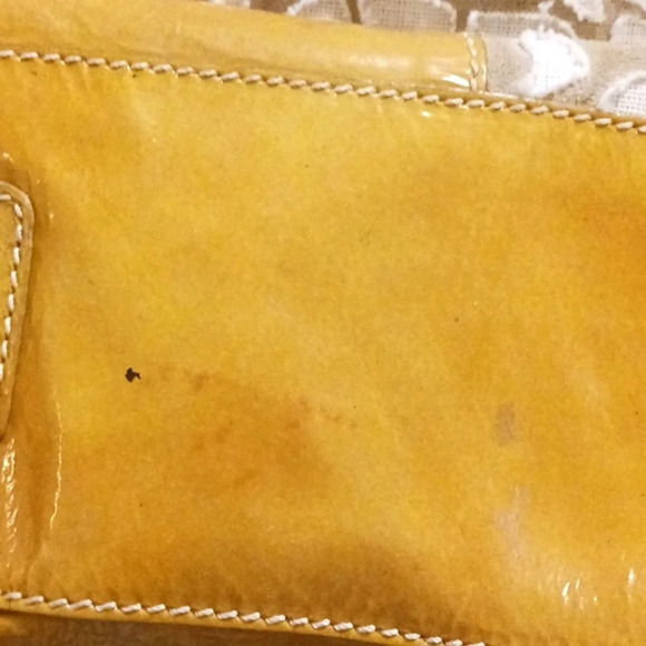 Francesco Biasia Yellow Leather and Fabric Patchwork Satchel Hobo Should… - Picture 10 of 11